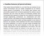 Familiar features [of perceived data]