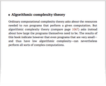 Algorithmic complexity theory