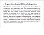 Origins of the [partial differential] equations