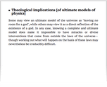 Theological implications [of ultimate models of physics]