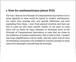 Note for mathematicians [about PCE]