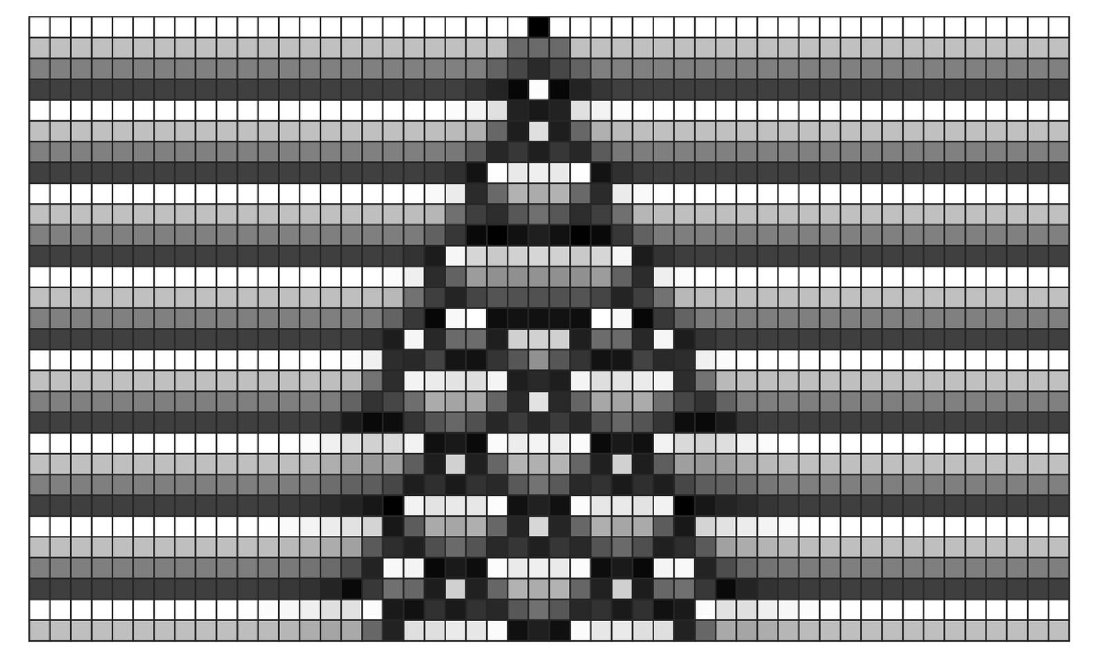 A continuous cellular automaton whose rule adds the constant 1/4 to the average gray level for a cell and its immediate neighbors 2